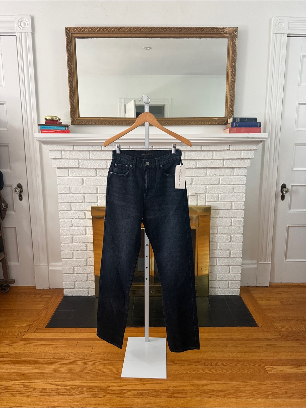 MODERN AMERICAN High-Rise Straight Leg Women's Jeans - Blue Black Vintage
